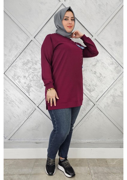 Kadın Taş ve Düğme Detaylı Tesettür Tunik