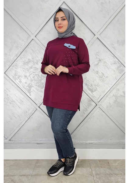 Kadın Taş ve Düğme Detaylı Tesettür Tunik fiyatları