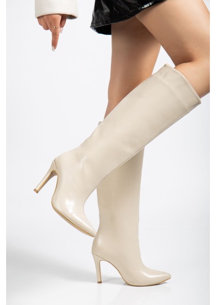 SYT-2004 Bej Mat Kırışık Rugan Günlük Bayan Çizme fiyatları