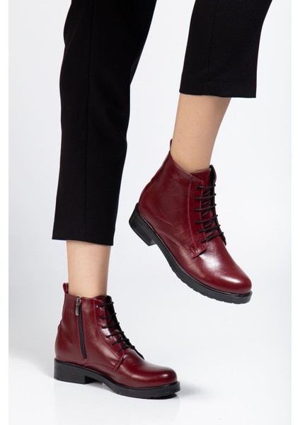 165-225 Bordo Yanki Bağcıklı Fermuarlı Günlük Kadın Bot fiyatları