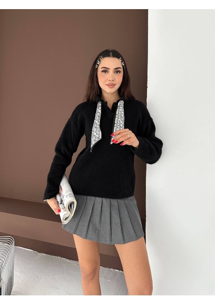 Fularlı Yumoş Triko Kazak modelleri