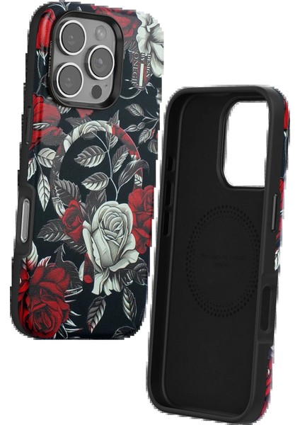 iPhone 16 Pro Flower Series Magsafe Kapak - SIYAH-(5796) fiyatları