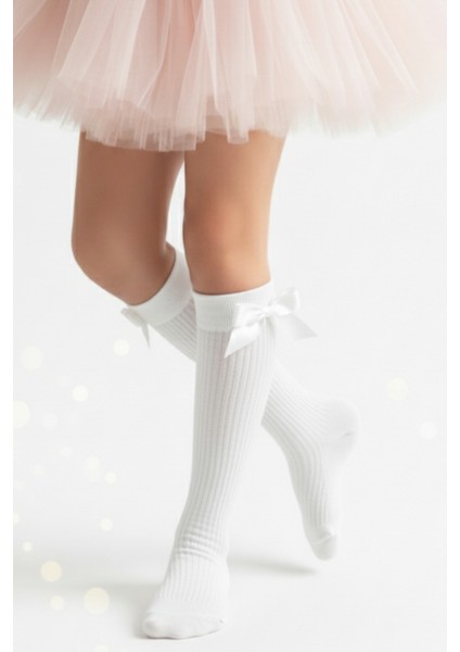 Kız Çocuk Fiyonk Detaylı Diz Altı Çorap / Beyaz AR-0090.1 modelleri