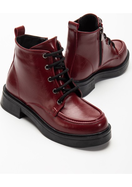 02-2001 Bordo Kırışık Rugan Bağcıklı Fermuarlı Günlük Kadın Bot indirimleri