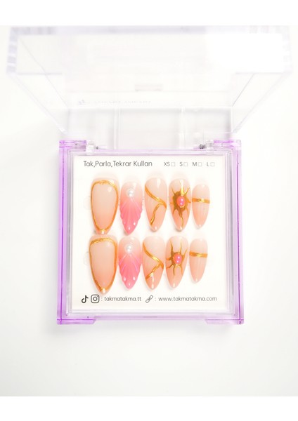 10'lu Ten Uzun Badem UBD1531 Tekrar Kullanılabilir El Yapımı Protez Takma Tırnak Ten Rengi-M modelleri
