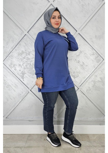 Kadın Taş ve Düğme Detaylı Tesettür Tunik