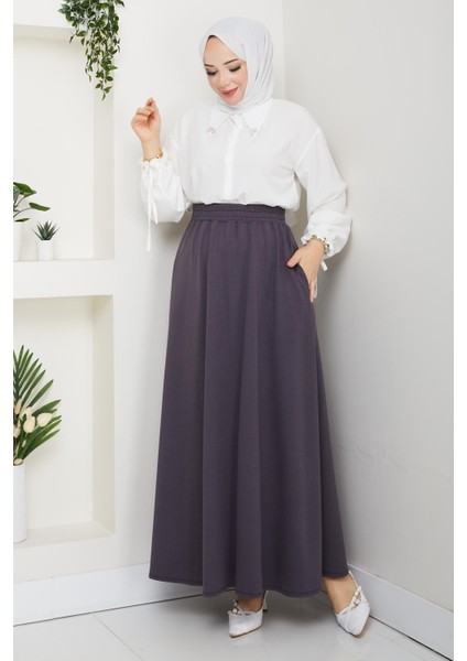 Gri Oyssho Kumaş Kadın Etek Beli Lastikli 38 40 42 44 46 48 Bedenlere Uyumludur.