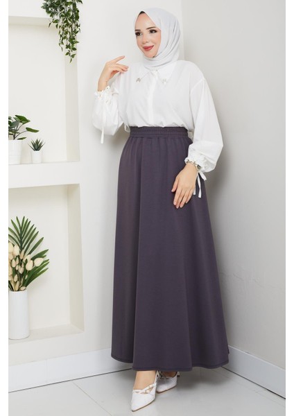 Gri Oyssho Kumaş Kadın Etek Beli Lastikli 38 40 42 44 46 48 Bedenlere Uyumludur. modelleri