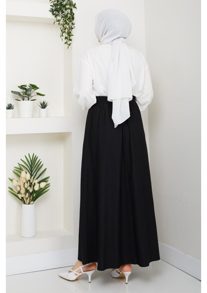 Siyah Ince Fitilli Kadife Kadın Etek Beli Lastikli 38 40 42 44 46 48 Bedenlere Uyumludur. indirimleri