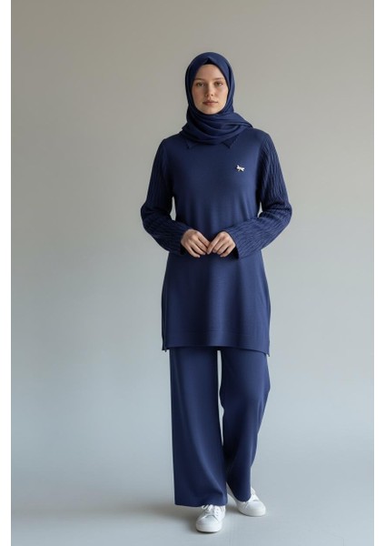 Merserize Kumaş Doku Kol Detaylı Triko Takım - MDS002855TRTKM