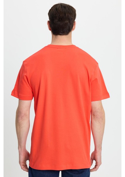 Unisex Relax Fit Rahat Kesim %100 Pamuk Yumuşak Dokulu Hafif Kalın Nar Bisiklet Yaka Tişört