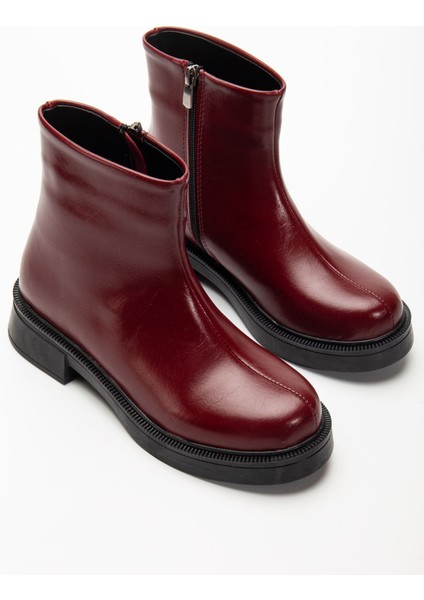 02-3033 Bordo Kırışık Rugan Fermuarlı Günlük Kadın Bot indirimleri