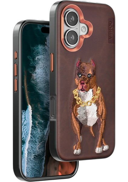 iPhone 16 Perma Desenli Kapak - KAHVERENGI-(5796)