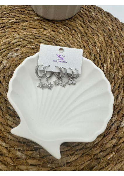 Kuzey Yıldızı Çelik 6lı Set Küpe