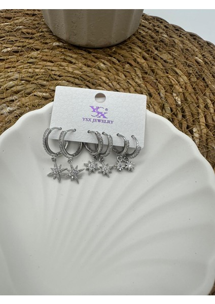 Kuzey Yıldızı Çelik 6lı Set Küpe fırsatları