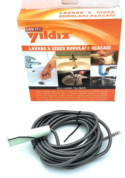 Lavabo ve Gider Boru Açacağı Lavabo Tıkanıklık Açma Sustası 3 Metre ( Lisinya )