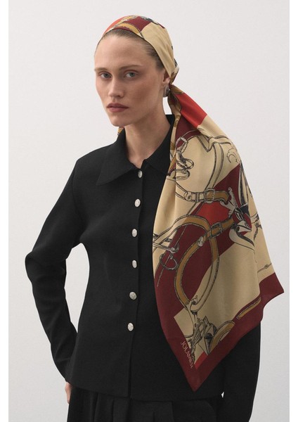 Desenli Modal Şal Hamhara Bordo