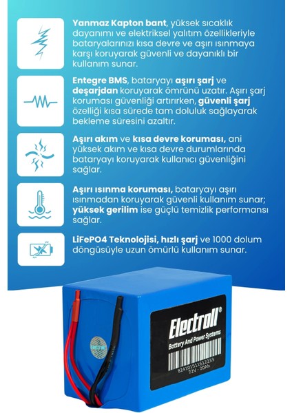 Arora Zr1 Uyumlu Batarya Lifepo4 72V 20AH Elektrikli Motorsiklet Bataryası fiyatları