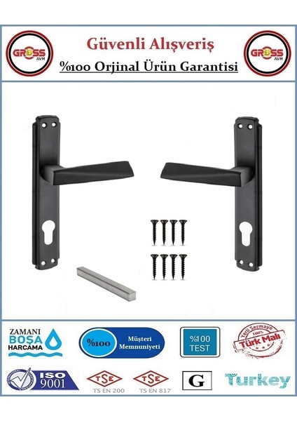 Başak Yale Çelik Kapı Kolu - Mat Siyah - 1 Takım Ön ve Arka fiyatları