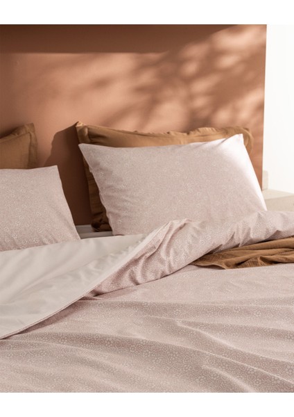 Alida Tek Kişilik %100 Pamuk Ranforce Baskılı Nevresim Takımı - Pudra indirimleri