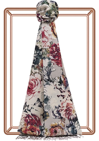 Gül Deryası Desenli Ipek Şal