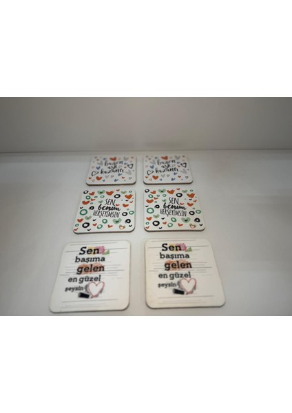 Dekoratif Bardak Altlığı 6'lı Aşk Temalı fiyatları