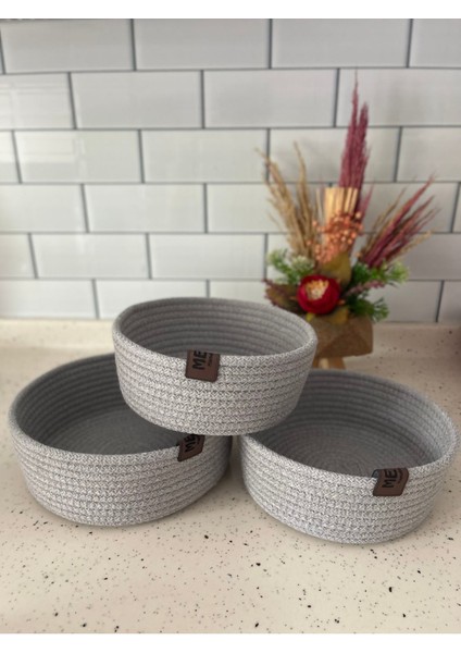 El Işi 3'lü Jüt Hasır Sepet Seti - Çok Amaçlı Organizer - Banyo, Mutfak ve Bahçe Aksesuarı