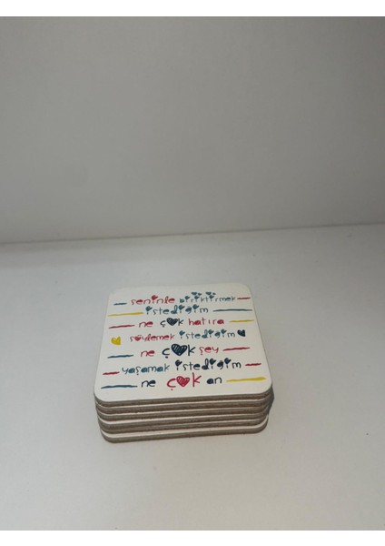 Dekoratif Bardak Altlığı 6'lı Aşk fırsatları