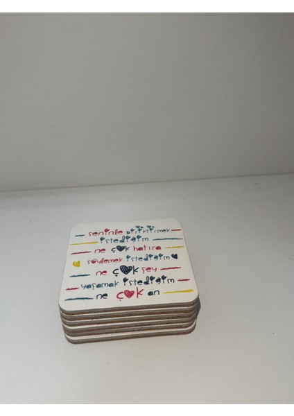 Dekoratif Bardak Altlığı 6'lı Aşk