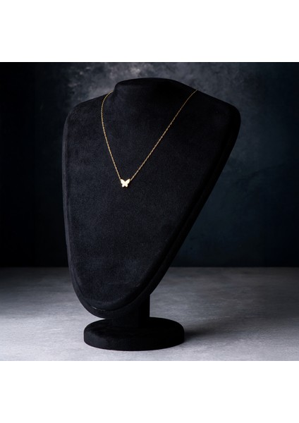 Kelebek Figürlü Altın Renk Çelik Kadın Kolye – Romantik ve ZarifTasarım Kolyesi