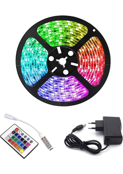 Rgb Şerit 5 Metre 16 Renkli Kumandalı Adaptörlü Çift Taraflı Bant fiyatları