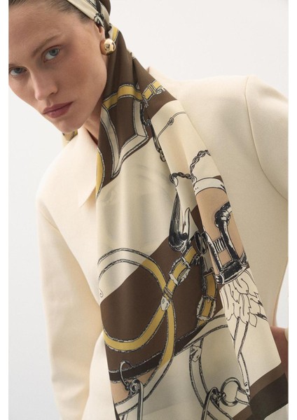 Desenli Modal Şal Hamhara Haki modelleri