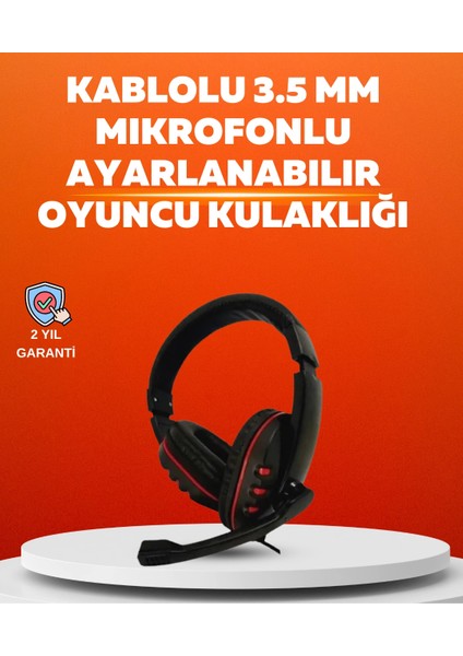 Bfs Stereo Kırmızı Gaming Kulaklığı Yumuşak Pedli Mikrofonlu