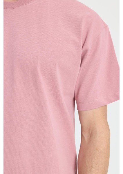 Erkek Boxy Fit Bol Kesim %100 Pamuk Bisiklet Yaka Lila Tişört modelleri