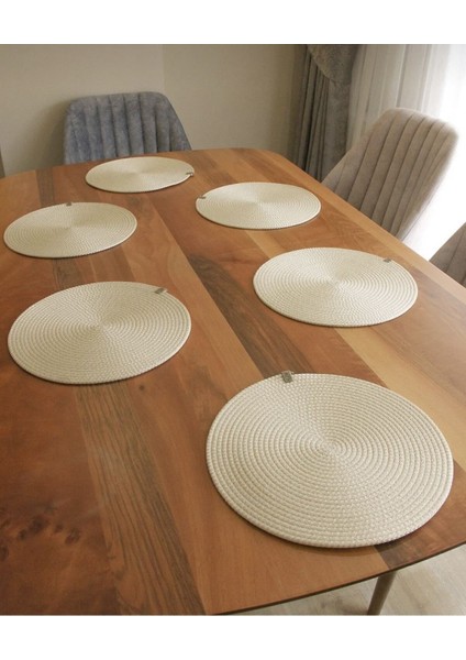 6 Adet Krem Jüt Supla / Amerikan Servis Lux Sunum Tabak Altlığı