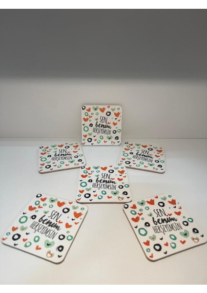 Dekoratif Bardak Altlığı 6'lı Her Şeyim fiyatları