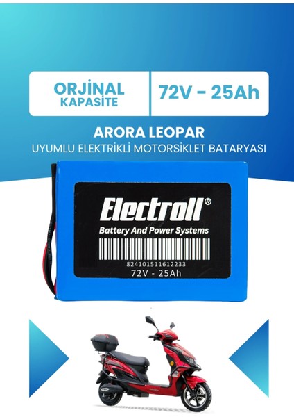 Arora Leopar Uyumlu Batarya Lifepo4 72V 25AH Elektrikli Motorsiklet Bataryası