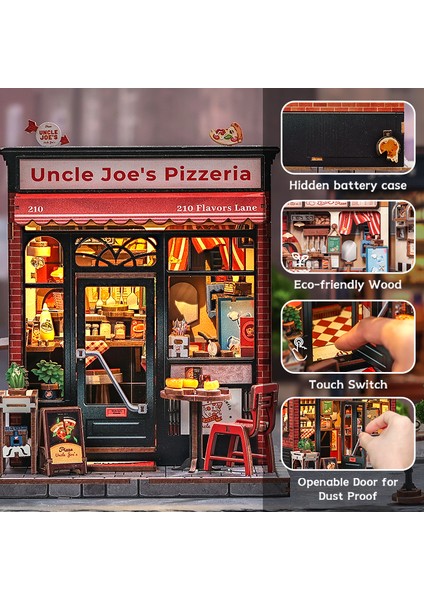 Uncle Joe's Pizzeria - Kitap Köşesi Seti - Yetişkin ve Gençler Için Kendin Yap Minyatür Ev Seti, Booknook Küçük Pizza Dükkanı - Kitaplık Dekoru 3D Ahşap - Aile ve Arkadaşlar Için Hediyeler (CWGC210) indirimleri