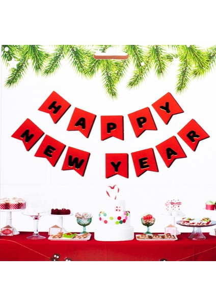 Yılbaşı Happy New Year Siyah Yazı Süsü modelleri