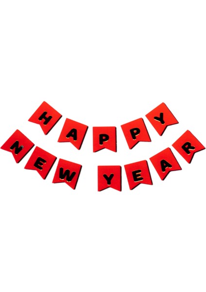 Yılbaşı Happy New Year Siyah Yazı Süsü fırsatları