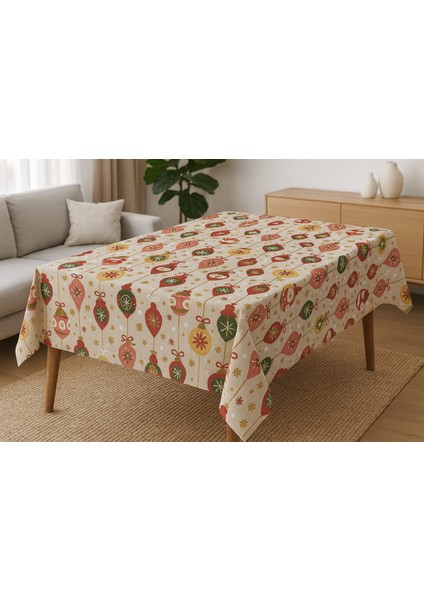 Duck Keten Noel Temalı Masa Örtüsü – Leke Tutmaz, Dayanıklı Kalın Kumaş, Yılbaşı Desenli Masa Örtüsü modelleri