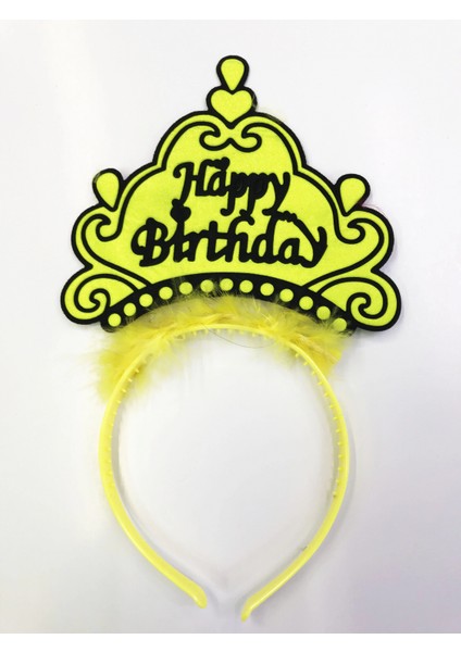 Happy Birthday Yazılı Neon Renk Taç 12 Adet modelleri