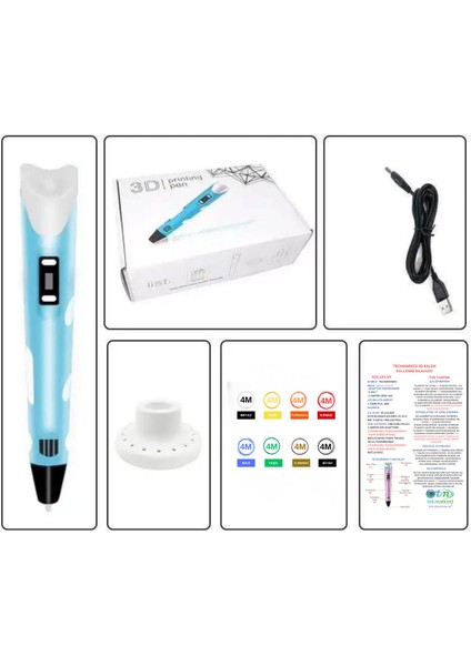 Mavi 3D Kalem + 40 Metre Filament Hediye fiyatları