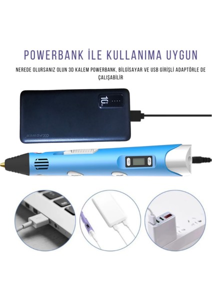 Mavi 3D Kalem + 40 Metre Filament Hediye fırsatları