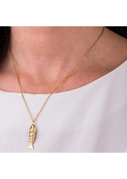 Balık Figürlü Altın Renk Çelik Kadın Kolye – Zarafet, Sembol veModern Şıklık Kolyesi fiyatları