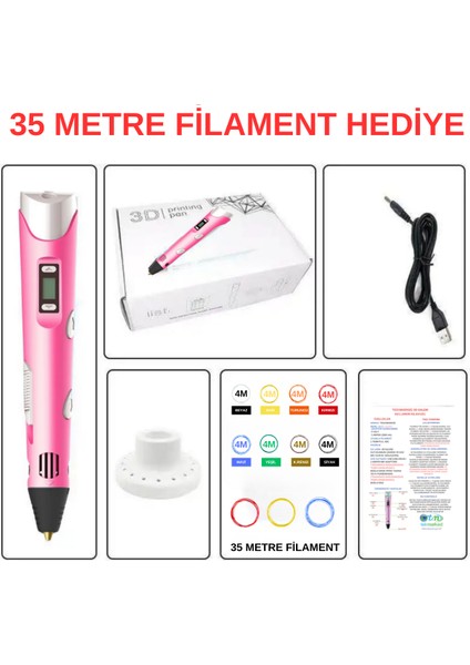 Pembe 3D Kalem + 40 Metre Filament Hediye fiyatları
