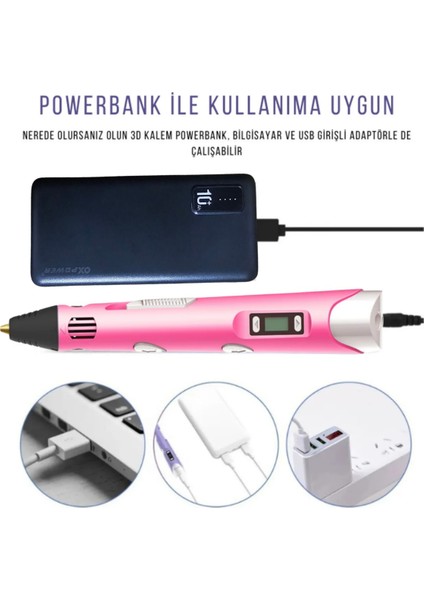 Pembe 3D Kalem + 40 Metre Filament Hediye fırsatları