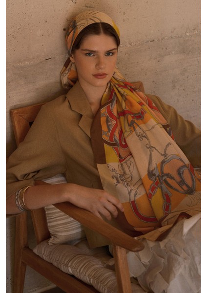 Desenli Modal Şal Hamhara Kahve