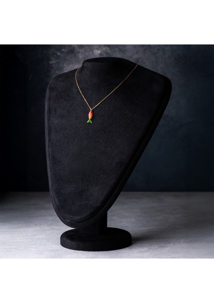 Kırmızı Balık Figürlü Altın Renk Çelik Kadın Kolye – Canlı Renkler,Sembol ve Modern Şıklık Kolyesi modelleri