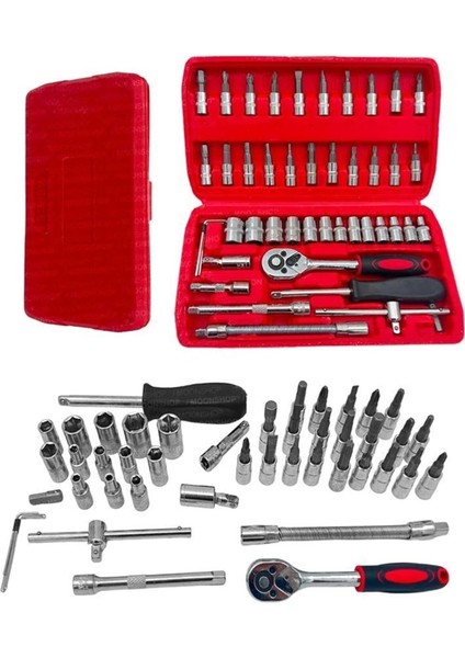 Lisinya Cr-V Max 1/4 Cırcırlı 46 Parça Lokma Anahtar Takımı Bits Uç Seti Tam Set Germany fiyatları